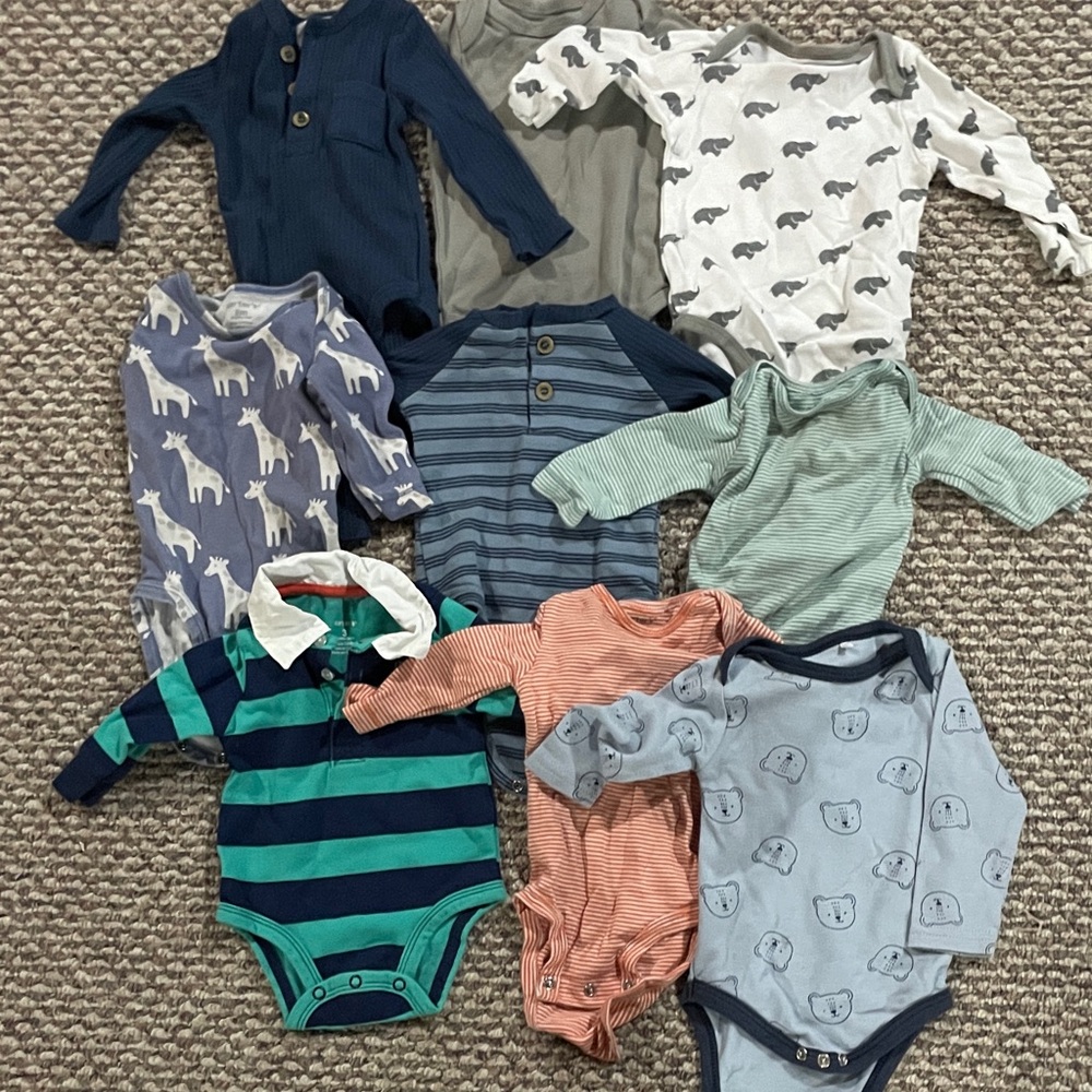 3M Mixed Colors Baby One-Piece Bodysuit Set - Assorted Patterns